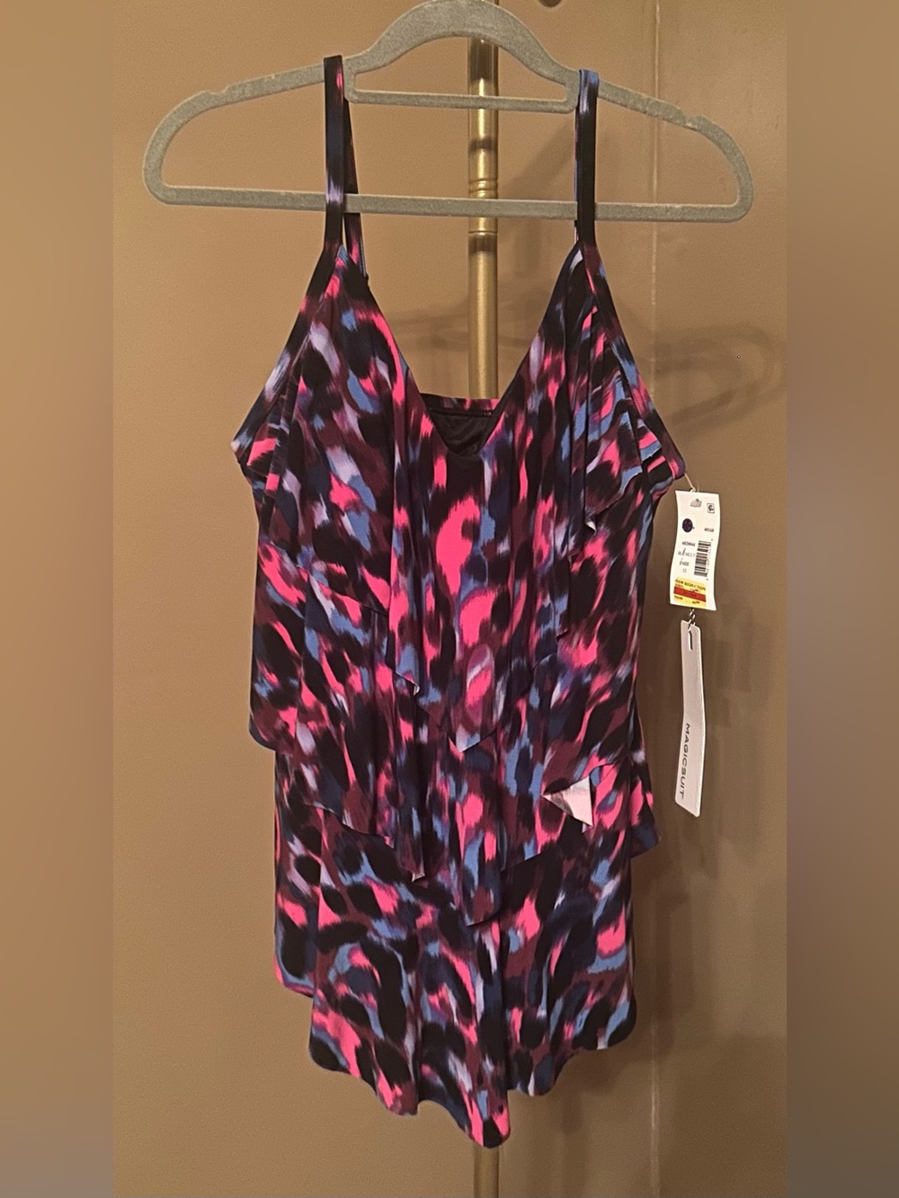Magicsuit Black Pink & Blue Printed Layered Swim Tankini